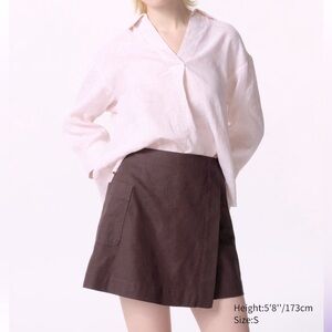 Stylish Pink Blouse and Brown Skirt Set